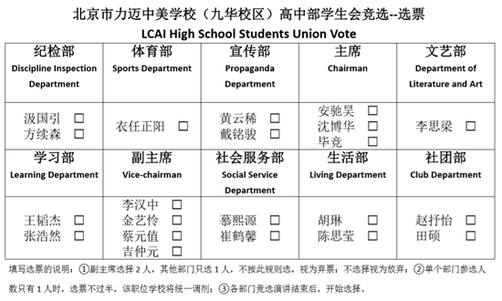 力邁中美國際學校（九華校區(qū)）學生會競選活動